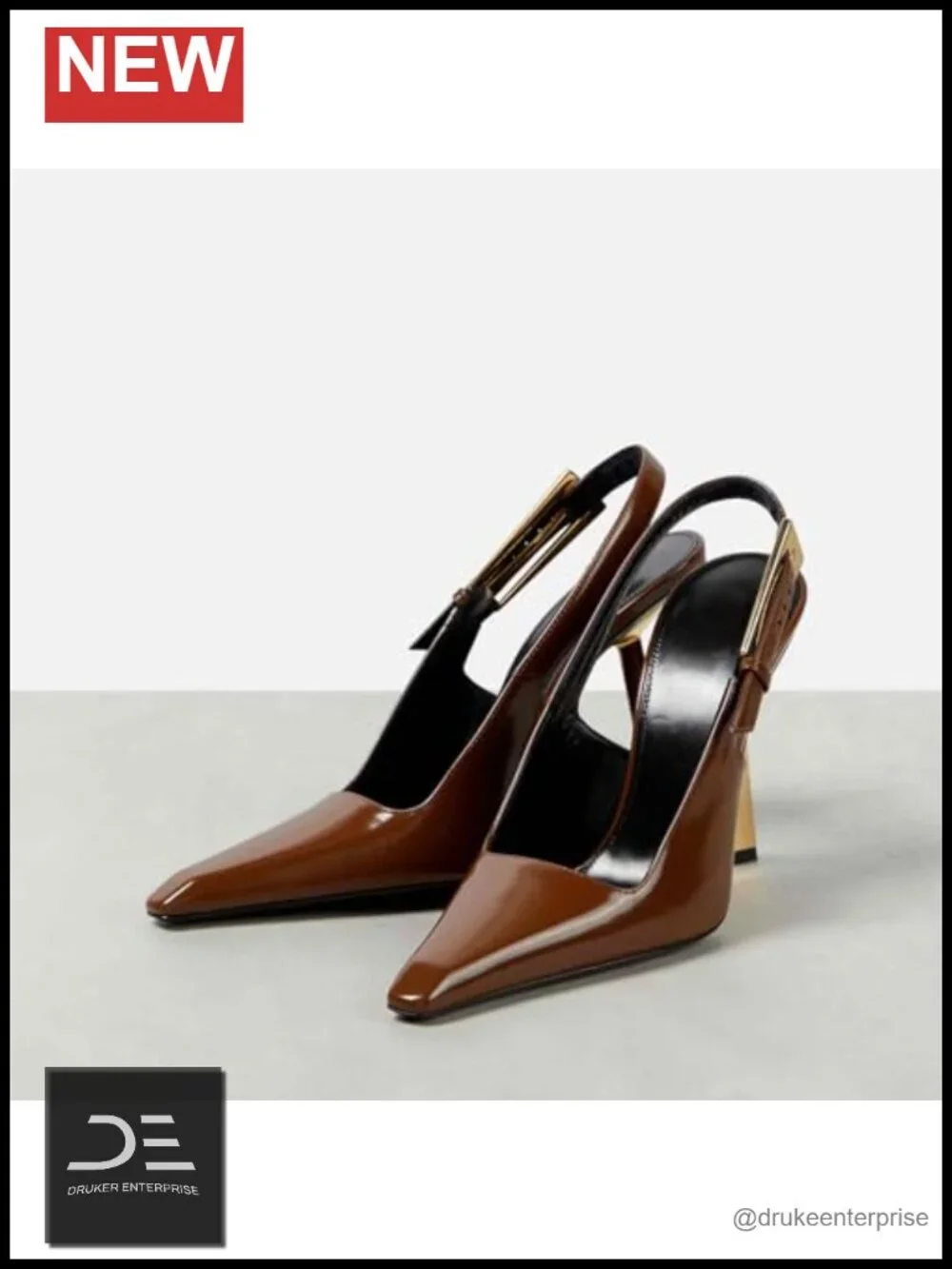 Women's Slingback Stiletto Heels Square Toe Patent Leather Pumps